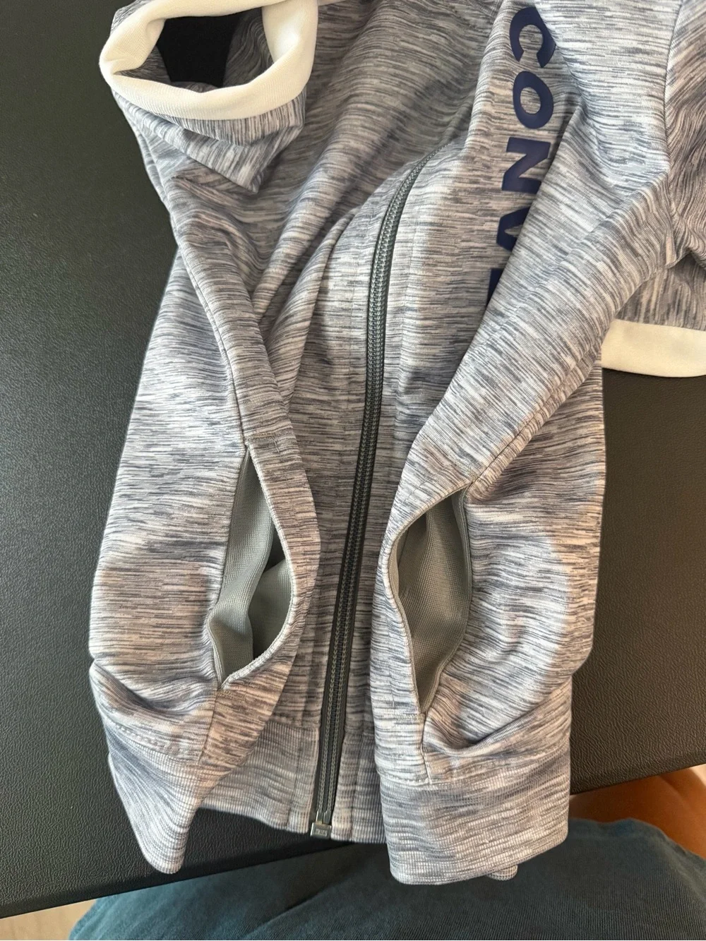 Converse Kids Heather Gray Full-Zip Jacket with Navy Logo